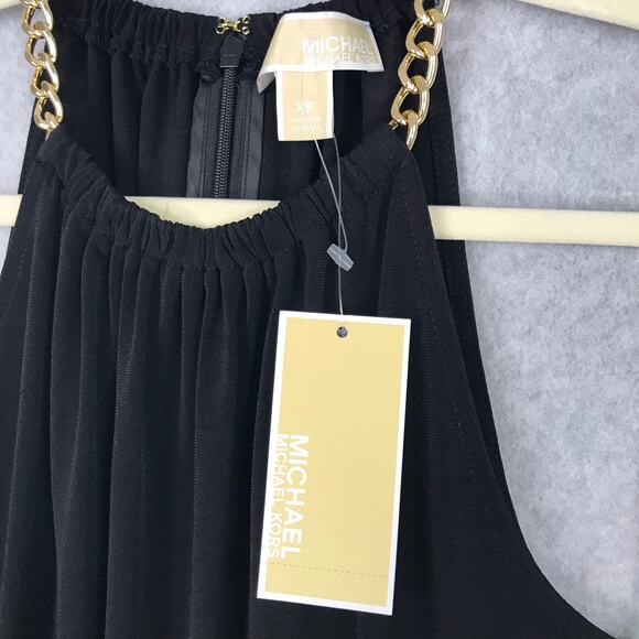 Michael Kors Jumpsuit Womens XS Black Gold Chain Crop Flowy Career Church $155 - Picture 7 of 16